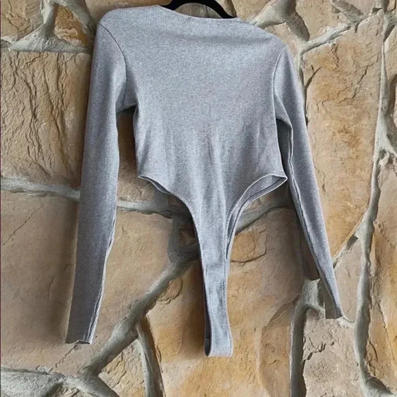 Zara Ribbed Gray Bodysuit size Medium NWT - Picture 8 of 8